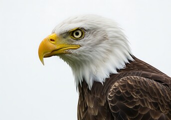Obraz premium A bald eagle portrait with a white background color