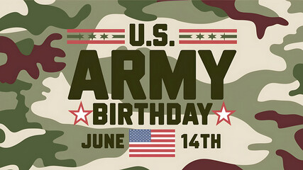 Celebrate us army birthday june fourteenth with patriotic camouflage background for military appreciation