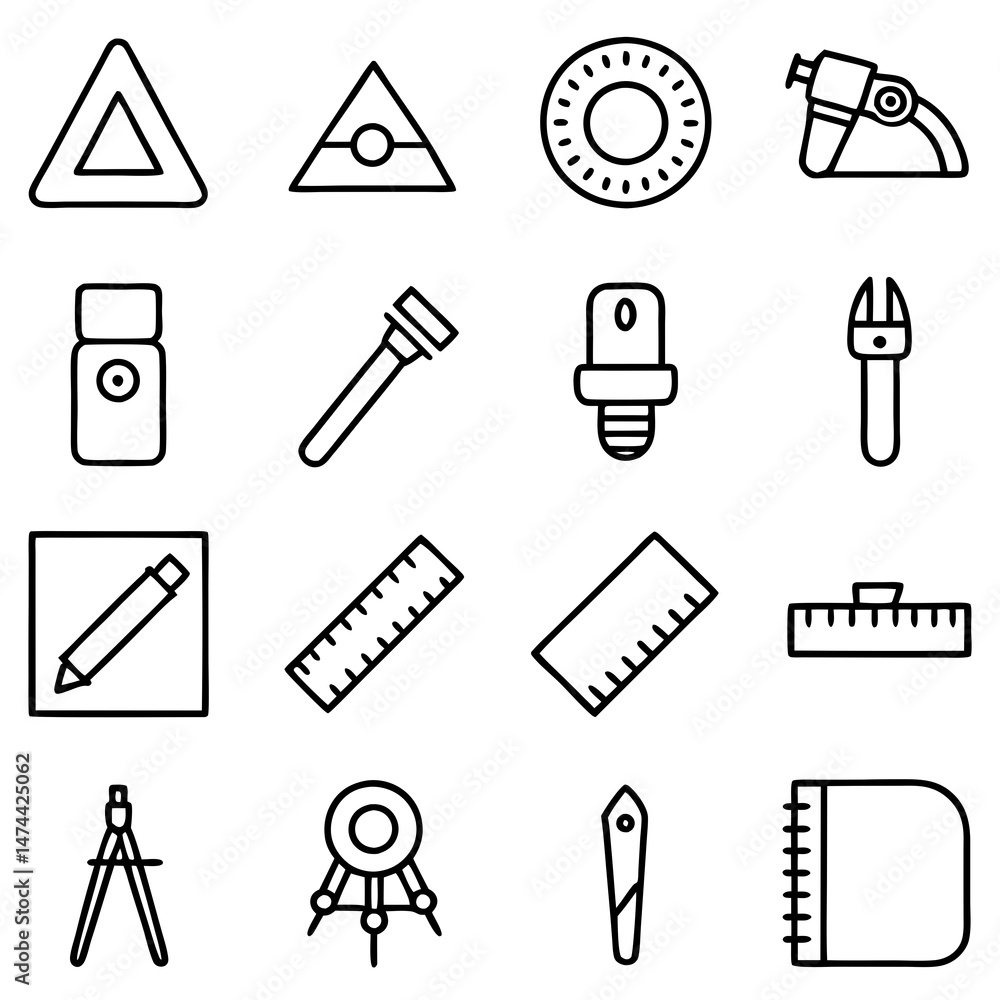 Poster engineering and architecture tools icons on white background vector