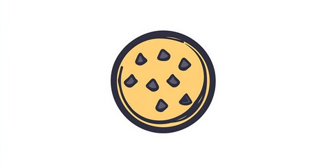 Obraz premium e Clean minimal chocolate chip cookie icon in light yellow with bold lines, captured realistically in HD