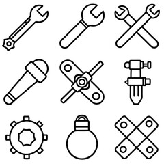 Collection of outline icons representing different types of wrenches