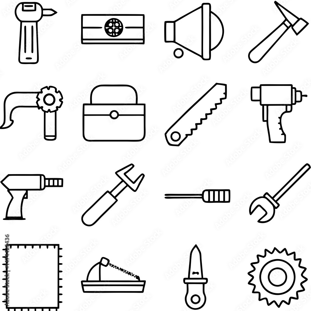 Poster collection of tools arranged in a grid layout