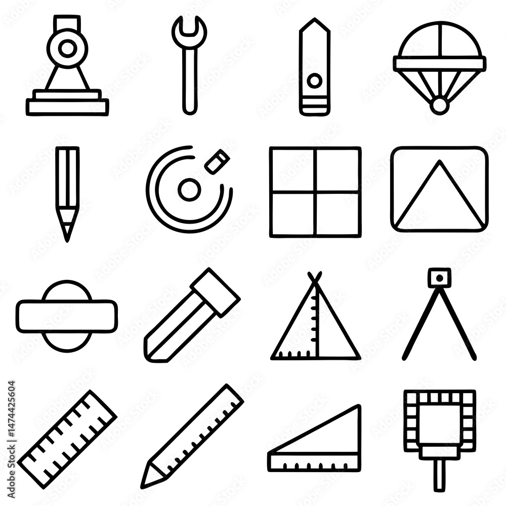 Poster engineering design elements with drawing and measurement tools