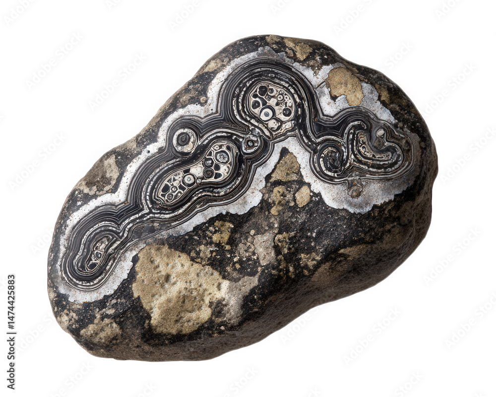 Poster ancient fossilized barnacle with intricate details, showcasing unique patterns and textures on natur
