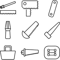Graphic set of sawing tools for various construction work