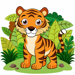 Majestic Tiger in Jungle Vector Art