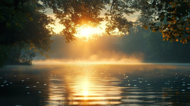 sunset over the river
