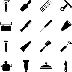 Collection of Black and White Tool and Equipment Silhouettes
