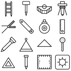 Minimalist vector illustration of tools, shapes and home accessories