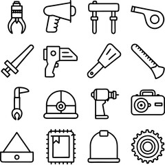 Line art stock image collection of various industrial tools