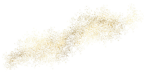 Golden dust. Gold sparkle splatter border. Gold glitter, golden abstract foil  PNG. Gold particles, shining gold sparks. Gold stroke on transparent background.