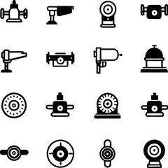Collection of security and surveillance system icons in black