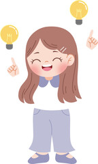 cute girl having idea with lightbulb