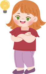 cute girl having idea with lightbulb