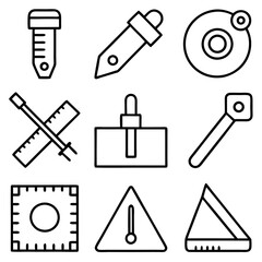 Science and laboratory equipment outlined icon set illustration