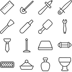 Outline Illustration of Various Household and Work-Related Objects