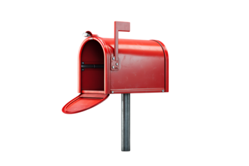 Empty vintage-style mailbox on white background