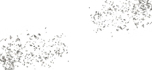 Silver PNG Pieces flakes, sparkle splatter border. Silver Foil Frame png . Silver Glitter shiny swirl particles, shining gold sparks. Silver design of wedding printing, invitations.