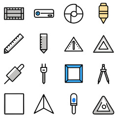 Isolated assortment of cartoon style design and engineering icons