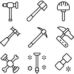 Variety of Hand Tools Line Art Black and White