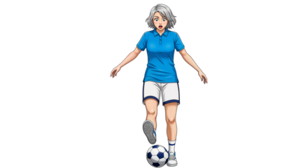 girl Playing Soccer with Ball on Field

