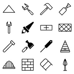 Fototapeta premium Set of outlined construction and carpentry tools icons