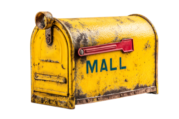 Classic rural empty mailbox isolated on white