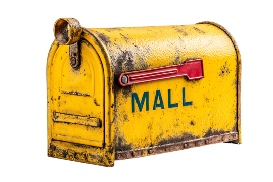 Classic rural empty mailbox isolated on white