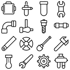 Tools and plumbing stock illustration background pattern with line art