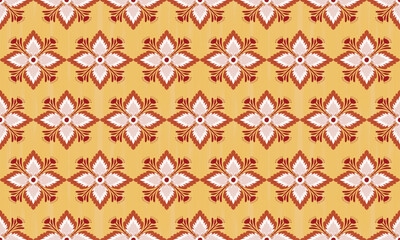 The fabric patterns seamless vector pattern, beautifully arranged floral, with flowers in the center, orange , white , yellow background