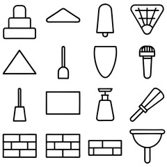 Obraz premium Various outline objects and geometric shapes on white backdrop