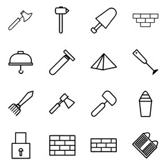 Construction tools and materials icons with a simple design
