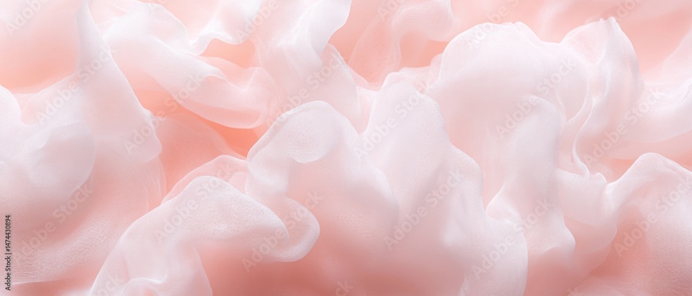 Poster abstract close-up of flowing pink chiffon fabric revealing soft light and delicate texture for backg