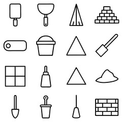 Construction and masonry vector line art icon set