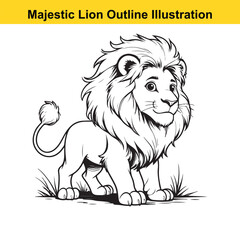 Fototapeta premium Lion Illustration for Coloring Book and Design