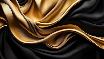 gold and black fabric wave abstract