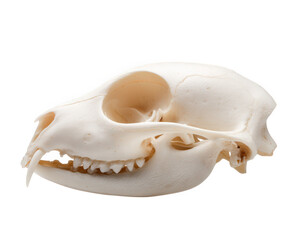 Fototapeta premium Detailed animal skull showcasing intricate features and textures, isolated against clean background. This specimen highlights unique anatomical structure and is perfect for educational purposes