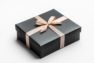 Elegant black gift box with a blush pink ribbon