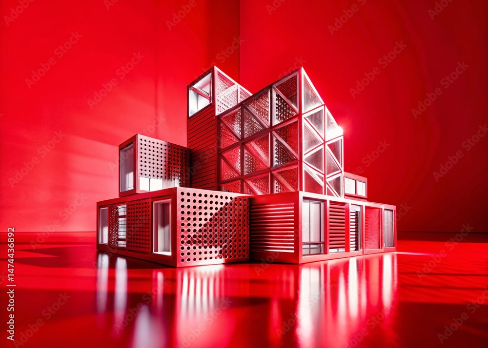 Poster abstract architectural forms: high depth of field, geometric design, modern building structure