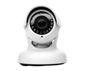 High quality security camera with sleek design, featuring infrared night vision capabilities and compact structure, ideal for home or office surveillance
