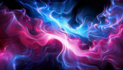 abstract swirling nebulae of pink and blue hues glowing with an ethereal luminescence reflecting on a dark surface