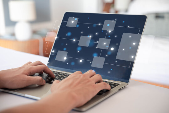 workflow process, model flow diagram of work. concept of design for automation flowchart of business, programming to streamline strategy. scheme chart of solution business, implement software