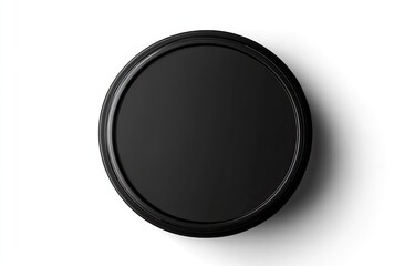 A matte black circular container