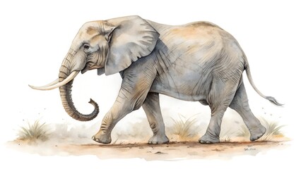 Fototapeta premium realistic elephant isolated background hand drawn