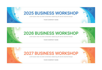 Modern business banner templates with abstract geometric patterns. Perfect for workshops, events, conferences, presentations, or branding projects, combining style and professionalism.
