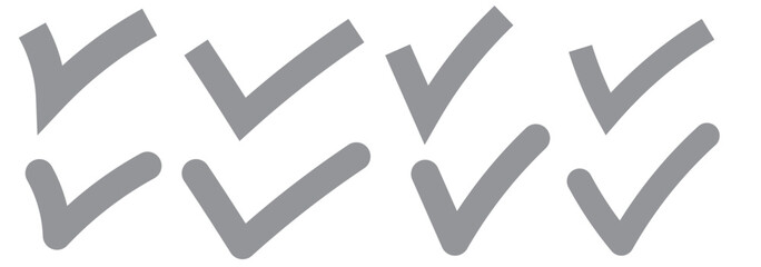 Green check mark icon set, hand-drawn checkmark illustration, approval check icon isolated on transparent green check mark symbols