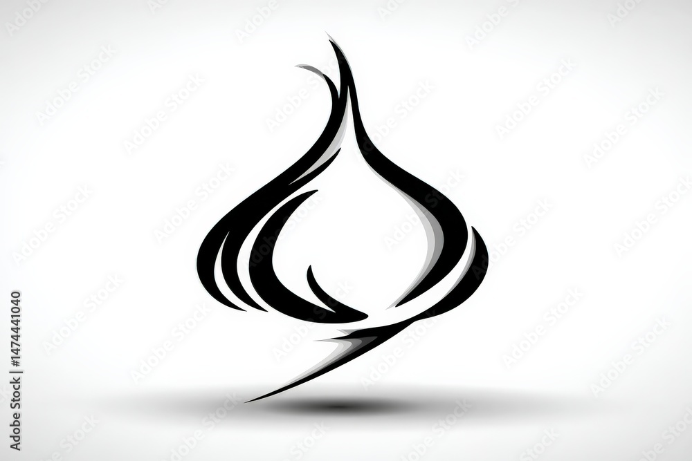 Poster abstract black flame design representing creativity and energy in a minimalist style for modern deco