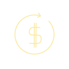 Doodle dollar saving selling icon or circle row pay cute cartoon illustration hand draw that can be used for sticker, book, scrapbook, icon, decorative, etc. with aesthetic colorful yellow color