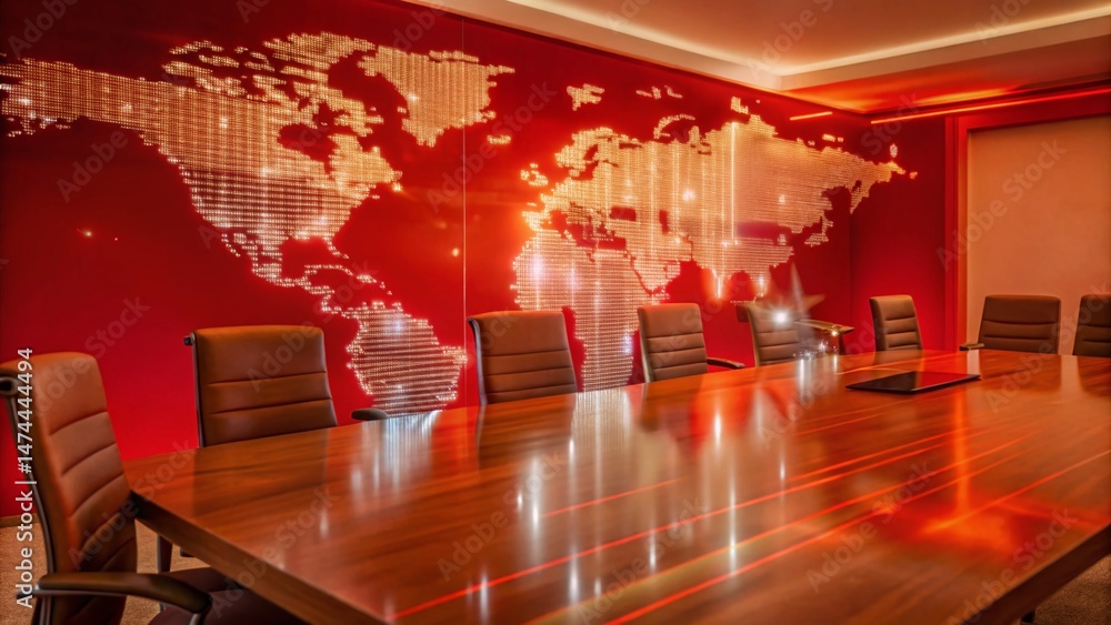 Poster abstract virtual coding world map hologram conference room multiexposure stock photo