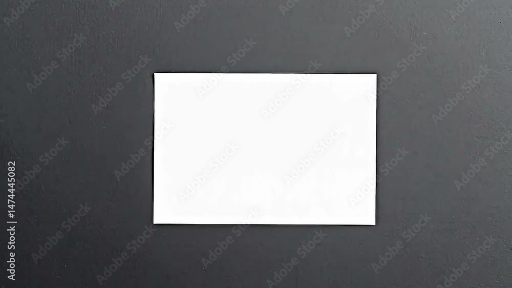 Fototapete white rectangular card placed against dark gray background. card appears to blank no visible text im